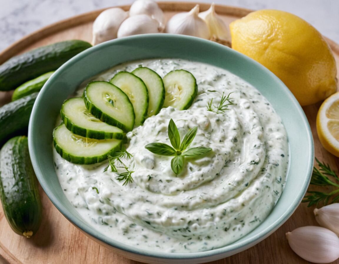 Zitronensaft und Olivenöl hinzufügen - Authentisches Tzatziki selber machen: So gelingt der griechische Klassiker