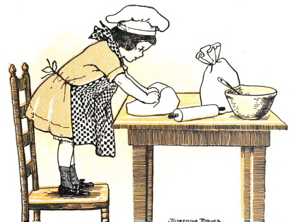 Girl kneading dough - Some Little Cooks and What They Did (1912) - Josephine Bruce